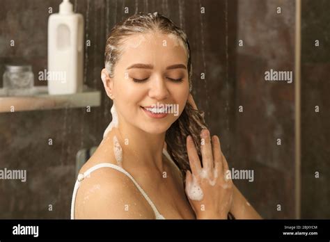 blondes in shower|Beautiful Blonde Woman Washing Hair In Outdoor Shower Video.